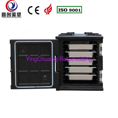 comprar YINGCHUANG Caja aislada rotomoldeada tipo manija negra OEM 75L, gabinete de transporte de alimentos con bandeja GN de ​​retención en frío y caliente de espuma de PU gruesa para catering, cantina, cocina central Fabricación en línea