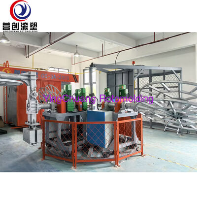 Máquina de rotomoldeo de carrusel YINGCHUANG CC-3A-2000, equipo de moldeo rotatorio industrial giratorio de tres brazos para productos de plástico huecos
