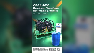 Máquina de rotomoldeo de llama abierta de doble cabezal Yingchuang CF-2A-1000 | Control de temperatura preciso e inspección de calidad